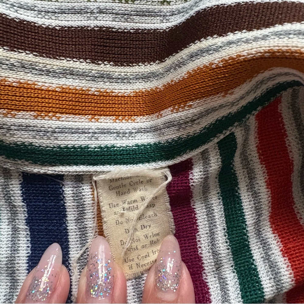 Vintage 70s striped long sleeve shirt size M multi color - Picture 10 of 10